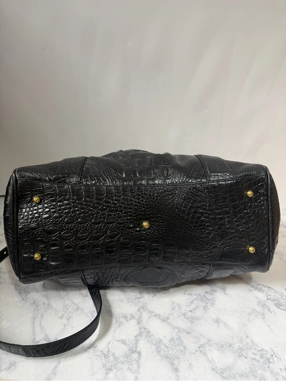 Brahmin Louise Rose Black Croc Embossed Leather Satchel crossbody bag purse - Picture 5 of 9